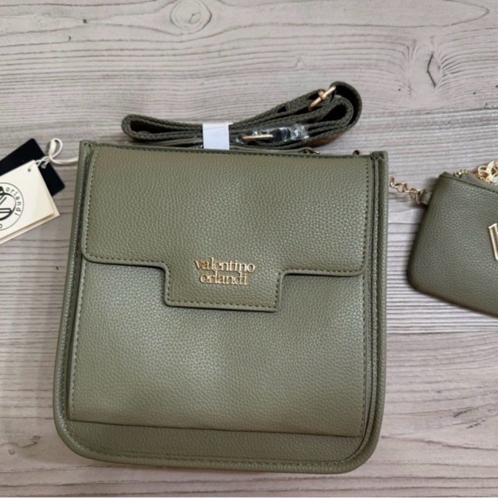 Valentino Olive Green Leather Crossbody Bag